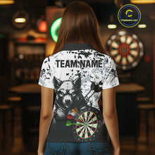 Load image into Gallery viewer, Personalized Grunge White Black Funny Wolf Darts Shirt For Women Custom Team Darts Jersey Outfit TDM4494