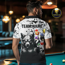 Load image into Gallery viewer, Personalized Grunge White Black Funny Wolf Billiard Shirt For Men Custom Pool Balls Team Jersey TDM4495