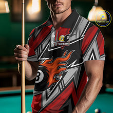 Load image into Gallery viewer, Personalized Men's Billiard Shirts, Flame 8&amp;9 Ball Custom Red Zig-Zag Billiard Team Jerseys TDM4137