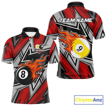 Load image into Gallery viewer, Personalized Men's Billiard Shirts, Flame 8&amp;9 Ball Custom Red Zig-Zag Billiard Team Jerseys TDM4137