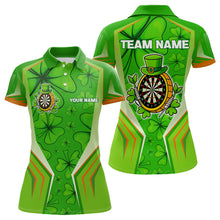 Load image into Gallery viewer, Green Luckiest Shamrock Women&#39;s Darts Shirt Custom St Patrick Day Darts Jersey Team Polo &amp; 1/4 Zip TDM4745