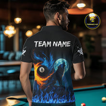 Load image into Gallery viewer, Personalized Flaming 8 Ball Pool Wolf Billiard Shirts For Men Custom Team League Billiard Jerseys TDM4146