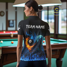 Load image into Gallery viewer, Personalized Flaming 8 Ball Pool Wolf Billiard Shirts For Women Custom Team League Billiard Jerseys TDM4146