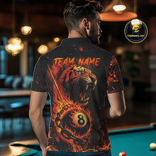 Load image into Gallery viewer, Personalized 8 Ball Chain Flame Tiger Billiard Shirt For Men Custom Pool Jerseys Polo &amp; 1/4 Zip TDM4395