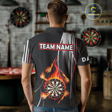 Load image into Gallery viewer, Funny Dartboard Fire Flame Black Darts Shirt For Men Custom Darts League Jersey Polo &amp; 1/4 Zip TDM4410