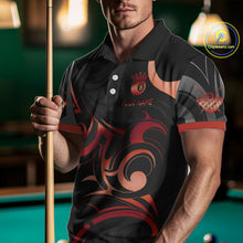 Load image into Gallery viewer, Black And Red 8 Ball Crown Tribal Billiard Shirt For Men Custom Pool Team Jersey Polo &amp; 1/4 Zip TDM4416