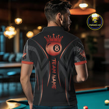 Load image into Gallery viewer, Black And Red 8 Ball Crown Tribal Billiard Shirt For Men Custom Pool Team Jersey Polo &amp; 1/4 Zip TDM4416