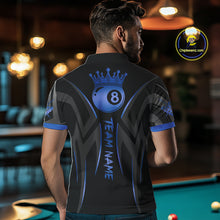 Load image into Gallery viewer, Black And Blue 8 Ball Crown Tribal Billiard Shirt For Men Custom Pool Team Jersey Polo &amp; 1/4 Zip TDM4417
