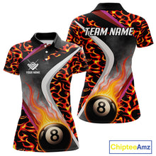Load image into Gallery viewer, Personalized Flame Orange 8 Ball Pool Billiard Shirt For Women Custom Billiard Team Jerseys TDM4470