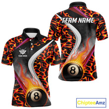 Load image into Gallery viewer, Personalized Flame Orange 8 Ball Pool Billiard Shirt For Men Custom Billiard Team Jerseys TDM4470