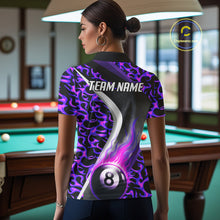 Load image into Gallery viewer, Personalized Flame Purple 8 Ball Pool Billiard Shirt For Women Custom Billiard Team Jerseys TDM4472