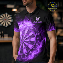 Load image into Gallery viewer, Personalized 3D Purple Dartboard Dragon Flame Dart Shirts For Men Custom Darts Team Jerseys TDM4312