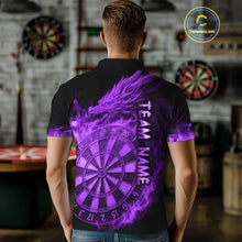Load image into Gallery viewer, Personalized 3D Purple Dartboard Dragon Flame Dart Shirts For Men Custom Darts Team Jerseys TDM4312