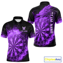 Load image into Gallery viewer, Personalized 3D Purple Dartboard Dragon Flame Dart Shirts For Men Custom Darts Team Jerseys TDM4312