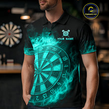 Load image into Gallery viewer, Personalized 3D Turquoise Dartboard Dragon Flame Dart Shirts For Men Custom Darts Team Jerseys TDM4313