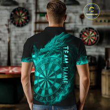 Load image into Gallery viewer, Personalized 3D Turquoise Dartboard Dragon Flame Dart Shirts For Men Custom Darts Team Jerseys TDM4313