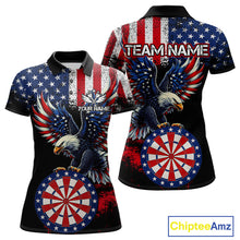 Load image into Gallery viewer, Personalized Patriotic Eagle Dartboard Jersey For Women Custom American Flag Darts Team Shirt TDM4755