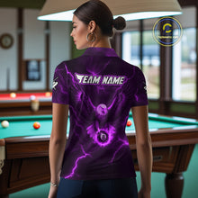 Load image into Gallery viewer, Personalized Eagle Thunder Lightning Purple Billiard Shirt For Women Custom 8 Ball Pool Team Jersey TDM4382