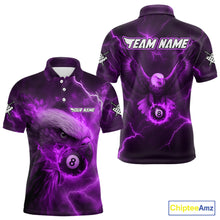 Load image into Gallery viewer, Personalized Eagle Thunder Lightning Purple Billiard Shirt For Men Custom 8 Ball Pool Team Jersey TDM4382