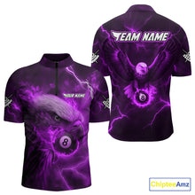 Load image into Gallery viewer, Personalized Eagle Thunder Lightning Purple Billiard Shirt For Men Custom 8 Ball Pool Team Jersey TDM4382