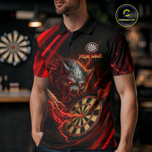 Load image into Gallery viewer, Personalized Red Thunder Lightning Wolf Darts Shirt For Men Custom Dart Team Jersey Polo &amp; 1/4 Zip TDM4383