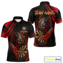 Load image into Gallery viewer, Personalized Red Thunder Lightning Wolf Darts Shirt For Men Custom Dart Team Jersey Polo &amp; 1/4 Zip TDM4383