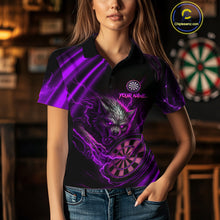 Load image into Gallery viewer, Personalized Purple Thunder Lightning Wolf Darts Shirt For Women, Darts Team Jersey Polo &amp; 1/4 Zip TDM4384