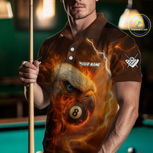 Load image into Gallery viewer, Personalized Eagle Thunder Lightning Orange Billiard Shirt For Men Custom 8 Ball Pool Team Jerseys TDM4241