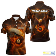 Load image into Gallery viewer, Personalized Eagle Thunder Lightning Orange Billiard Shirt For Men Custom 8 Ball Pool Team Jerseys TDM4241