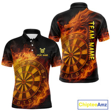 Load image into Gallery viewer, Personalized 3D Orange Dartboard Dragon Flame Dart Shirts For Men Custom Darts Team Jerseys TDM4069