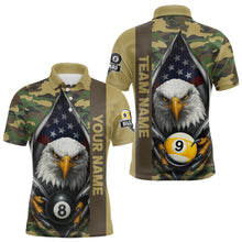 Load image into Gallery viewer, Green Camo American Flag Eagle 8 Ball &amp; 9 Ball Pool Jersey For Men Custom Billiard Team Shirt TDM4659