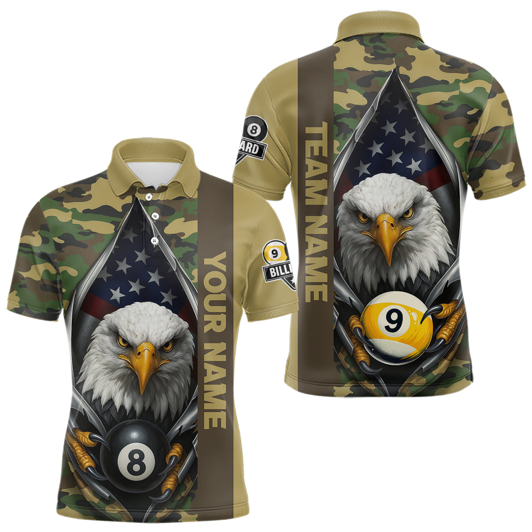 Green Camo American Flag Eagle 8 Ball & 9 Ball Pool Jersey For Men Custom Billiard Team Shirt TDM4659
