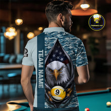 Load image into Gallery viewer, Blue Camo American Flag Eagle 8 Ball &amp; 9 Ball Pool Jersey For Men Custom Billiard Team Shirt TDM4660