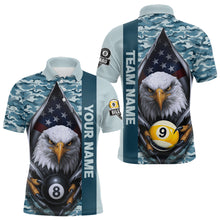Load image into Gallery viewer, Blue Camo American Flag Eagle 8 Ball &amp; 9 Ball Pool Jersey For Men Custom Billiard Team Shirt TDM4660