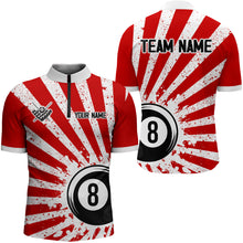Load image into Gallery viewer, Funny Grunge Billiard 8 Ball Men Polo &amp; Quarter-Zip Shirts Custom Red 8 Ball Pool Jerseys Attire TDM1879