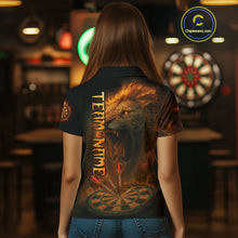 Load image into Gallery viewer, Personalized Fire Flame Lion Darts Shirt For Women Custom Orange Darts League Jersey Polo &amp; 1/4 Zip TDM4678