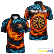 Load image into Gallery viewer, Personalized Blue And Orange Flame Darts Shirt For Men | Custom Storm Fire Team Darts Jersey TDM4274