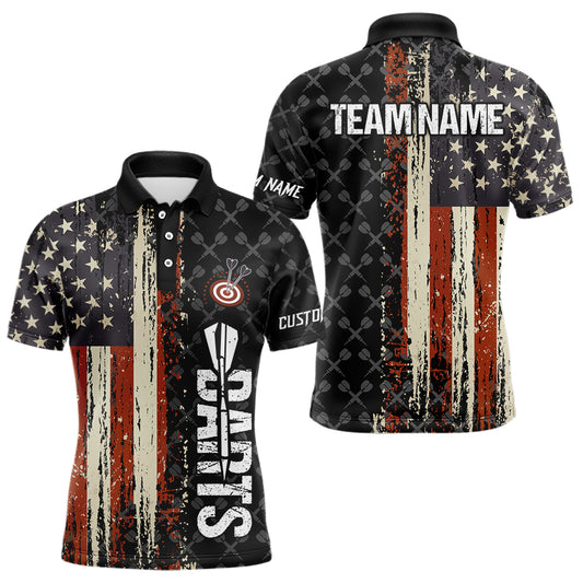 Vintage American Flag Darts Shirt For Men Custom Darts Jersey Pocket Option TDM3516