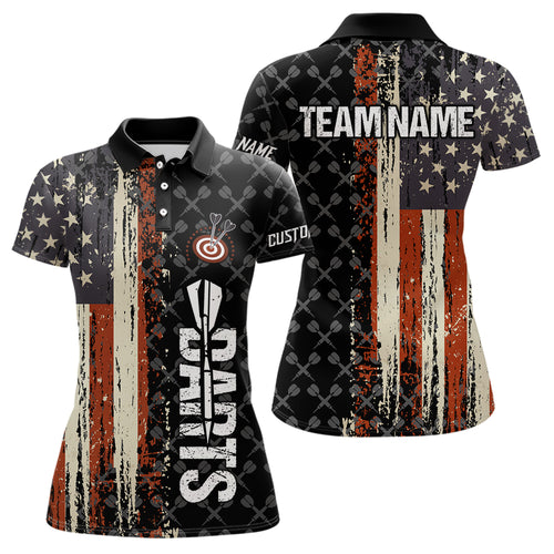 Vintage American Flag Darts Shirt For Women Custom Darts Jersey Pocket Option TDM3516