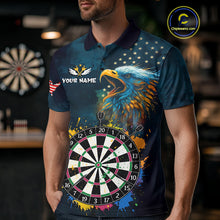 Load image into Gallery viewer, Funny Colorful Dartboard Eagle Darts Shirt For Men Custom Navy Blue US Flag Darts Team Jersey TDM4292