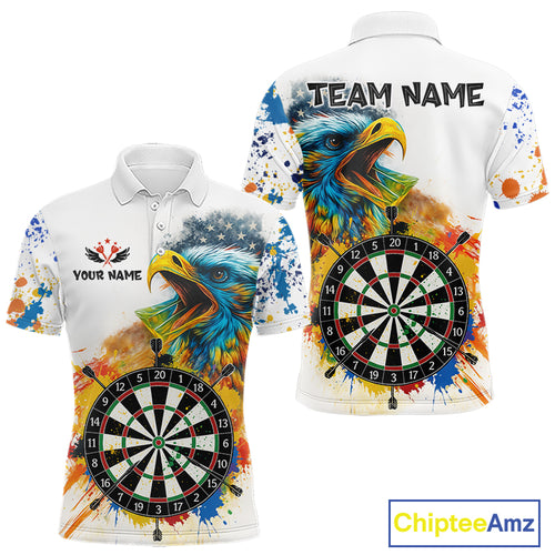 Funny Dartboard Colorful Paint Eagle Darts Shirt For Men Custom Darts Team Jersey Polo & 1/4 Zip TDM4293