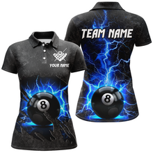 Load image into Gallery viewer, Blue 8 Ball Pool Thunder Lightning Custom Women Billiard Shirts, Team League Billiard Jerseys Uniform TDM1780