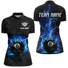 Load image into Gallery viewer, Blue 8 Ball Pool Thunder Lightning Custom Women Billiard Shirts, Team League Billiard Jerseys Uniform TDM1780