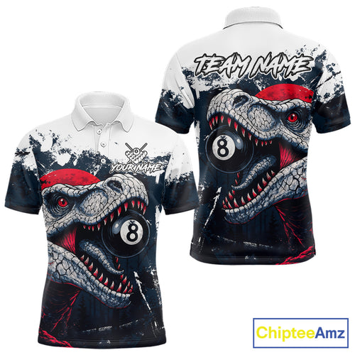 Personalized Dinosaur 8 Ball Billiard Shirt For Men Custom Billiard Team Shirts, Pool Jersey |Red TDM4766