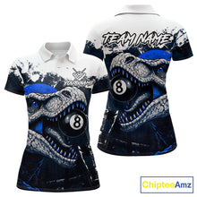 Load image into Gallery viewer, Personalized Dinosaur 8 Ball Billiard Shirt For Women Custom Billiard Team Shirts, Pool Jersey |Blue TDM4767
