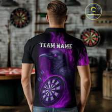 Load image into Gallery viewer, Black And Purple Flame Raven Darts Shirt For Men Custom Halloween Darts Team Jersey Outfit TDM4577