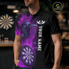 Load image into Gallery viewer, Black And Purple Flame Raven Darts Shirt For Men Custom Halloween Darts Team Jersey Outfit TDM4577