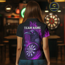 Load image into Gallery viewer, Black And Purple Flame Raven Darts Shirt For Women Custom Halloween Darts Team Jersey Outfit TDM4577