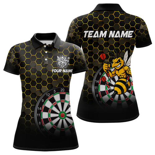 Funny Bee Hexagon Dart Shirts For Women – Custom Darts Team Polo & Quarter Zip Jerseys TDM4003