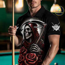 Load image into Gallery viewer, Grim Reaper 8 Ball Pool Roses Billiard Shirt For Men Custom Funny Pool Team Shirt Design |Red TDM4235